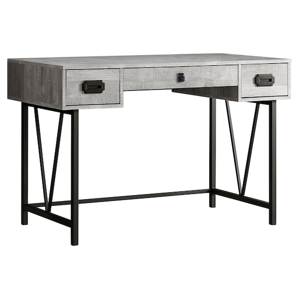 Homeroots 31 in. Grey Particle Board & Black Metal Computer Desk with a Hollow Core 333514 - main